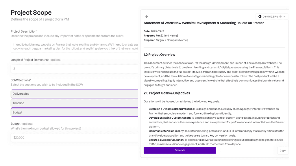 Generate a Project Brief